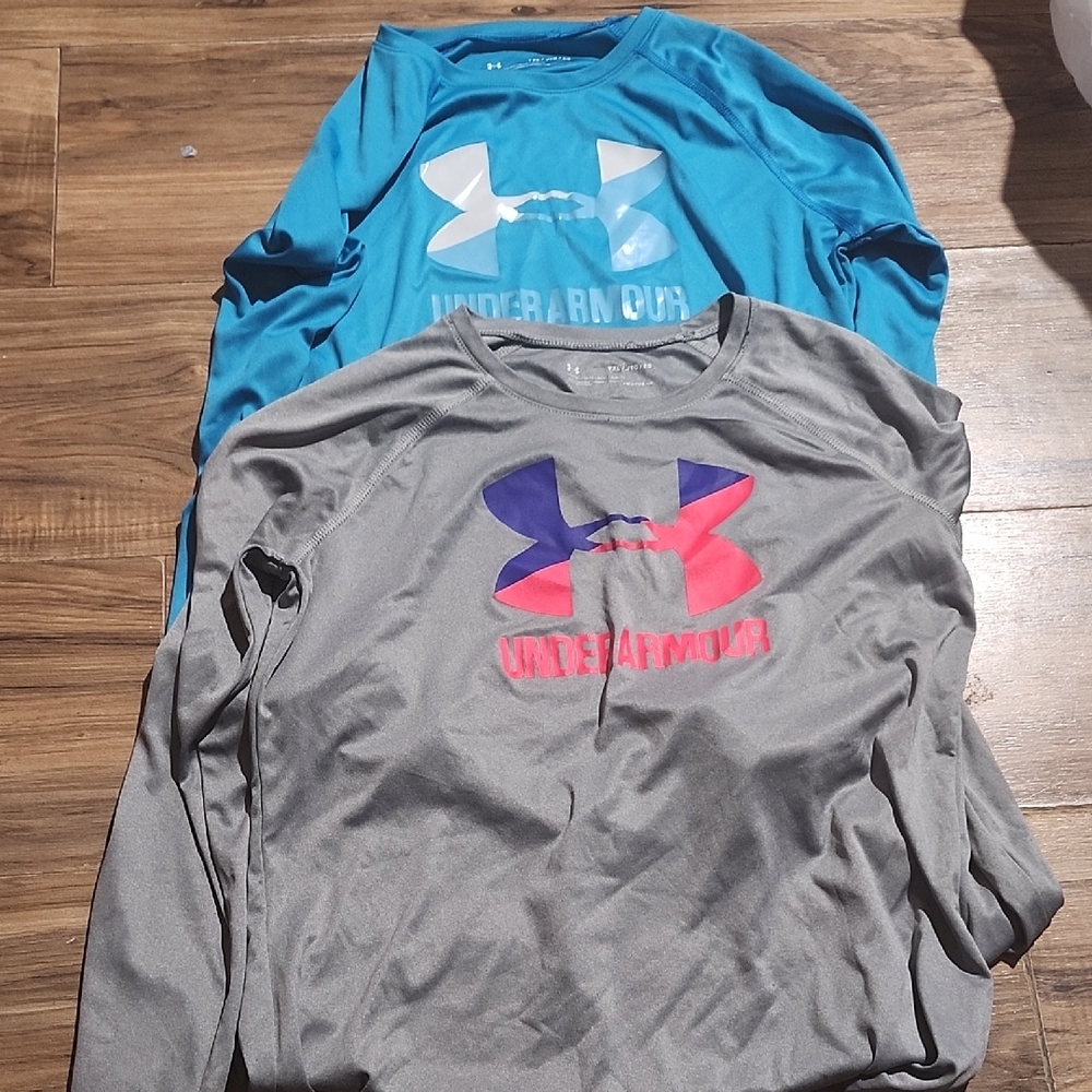 Under Armour Blue and Gray Long Sleeve Shirts